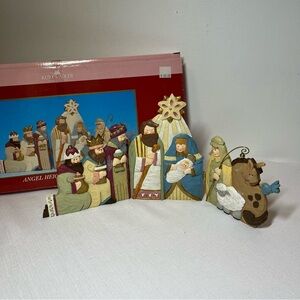 Kurt S Adler, since 1946, angel nativity screen 6 1/4” Nativity Scene Wood